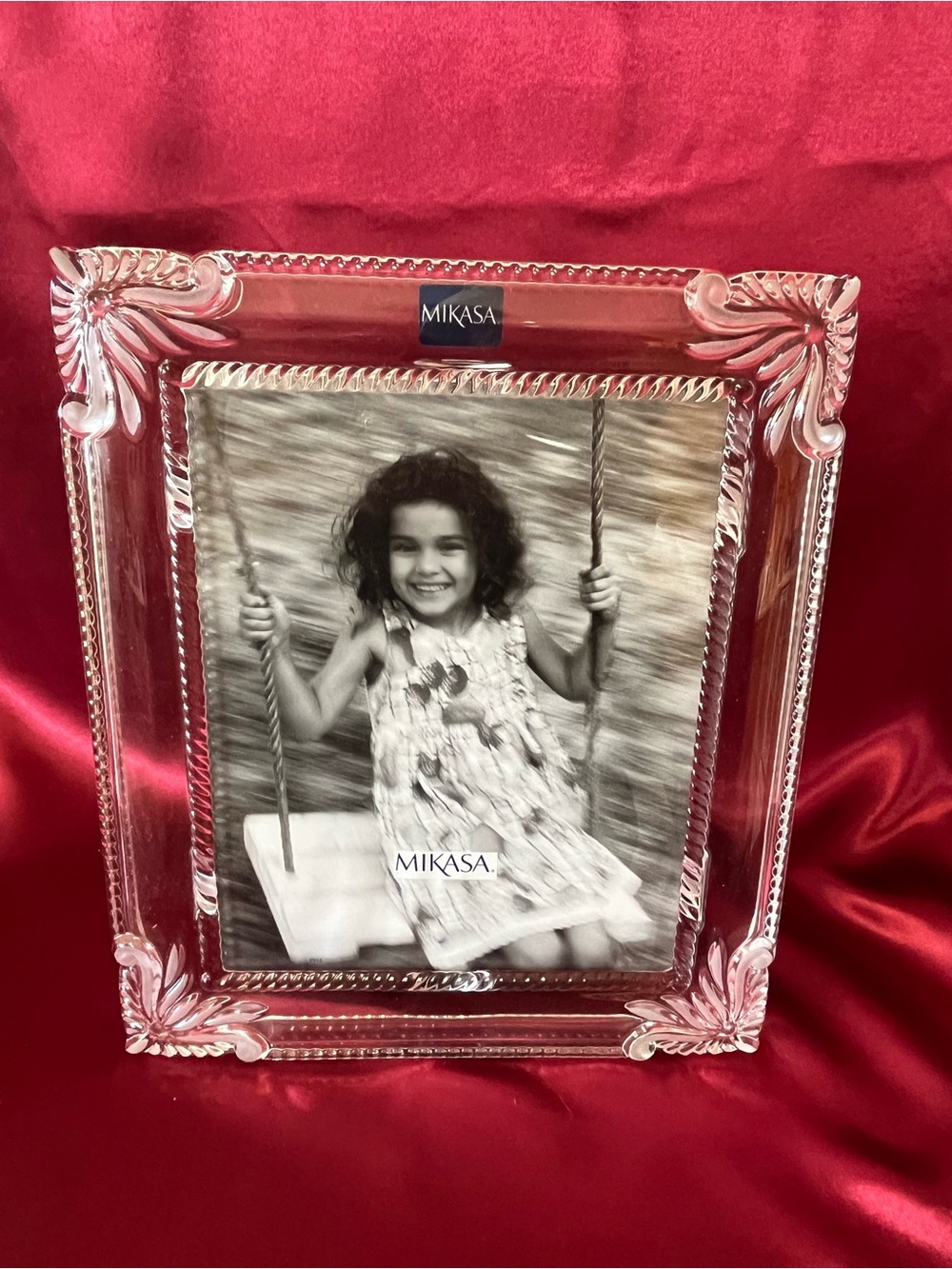 NIB Mikasa Clear Crystal Glass Ornate Picture Frame Pastoral Garden